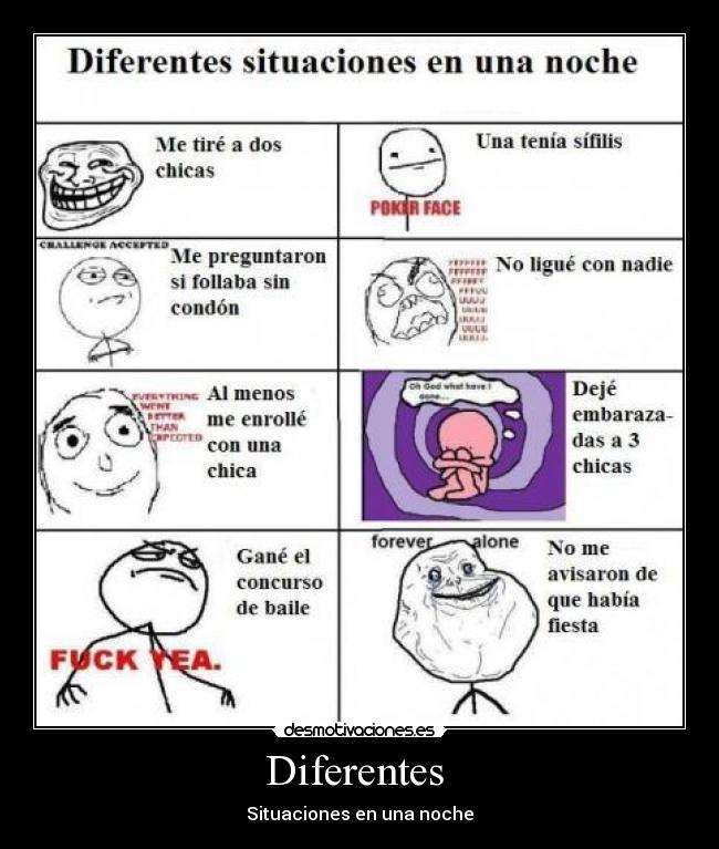 Diferentes  - Situaciones en una noche