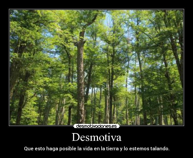 Desmotiva - Que esto haga posible la vida en la tierra y lo estemos talando.