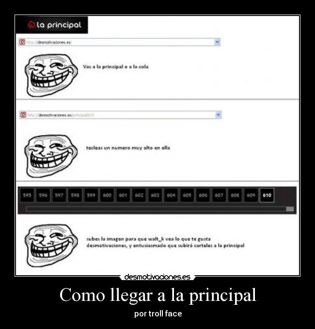 carteles como llegar principal por troll face desmotivaciones