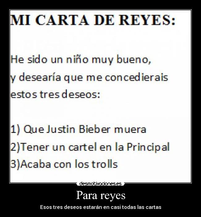 Para reyes - Esos tres deseos estarán en casi todas las cartas