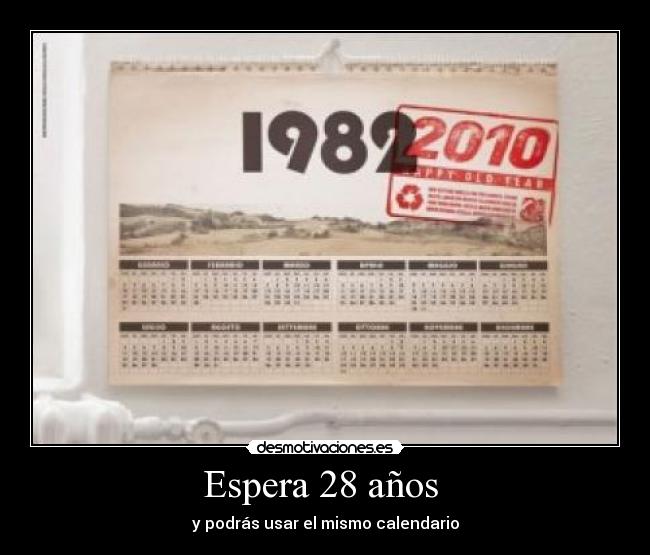 Espera 28 años - y podrás usar el mismo calendario