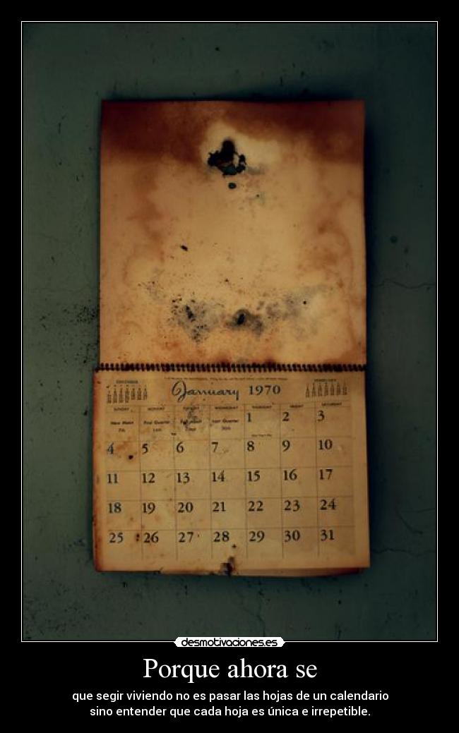 Porque ahora se - que segir viviendo no es pasar las hojas de un calendario
sino entender que cada hoja es única e irrepetible.