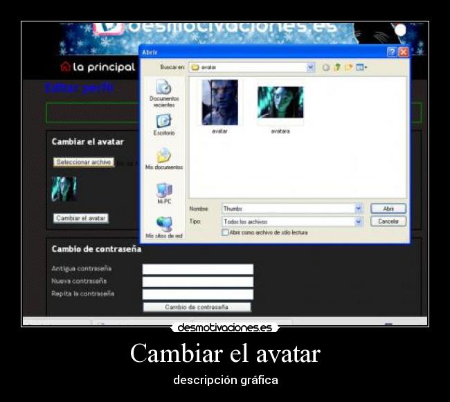 Cambiar el avatar - descripción gráfica