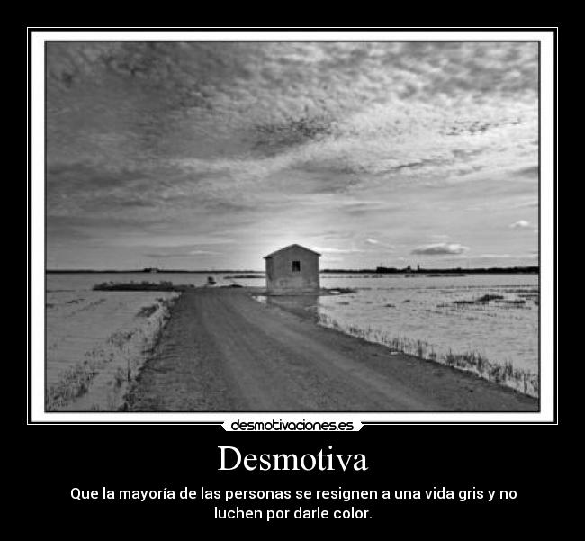 Desmotiva - Que la mayoría de las personas se resignen a una vida gris y no
luchen por darle color.