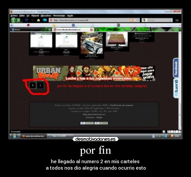 por fin - he llegado al numero 2 en mis carteles 
a todos nos dio alegria cuando ocurrio esto