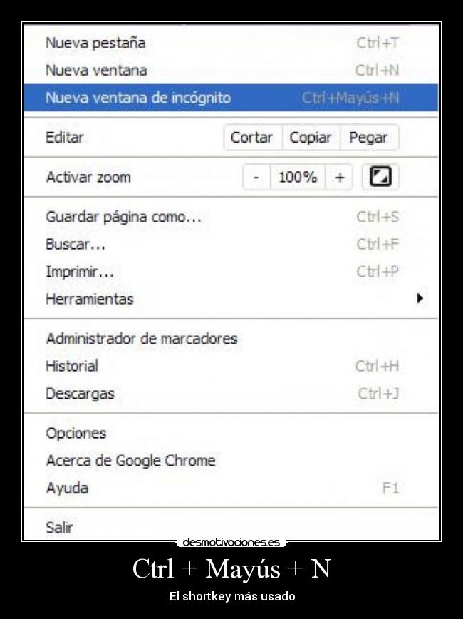 Ctrl + Mayús + N - El shortkey más usado