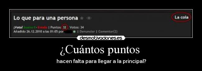 ¿Cuántos puntos  - hacen falta para llegar a la principal?