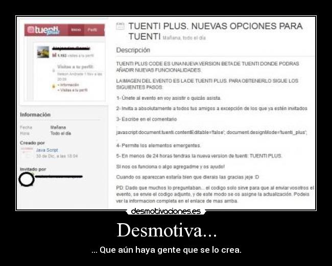 carteles tuenti nuevo plus visita perfil desmotivaciones