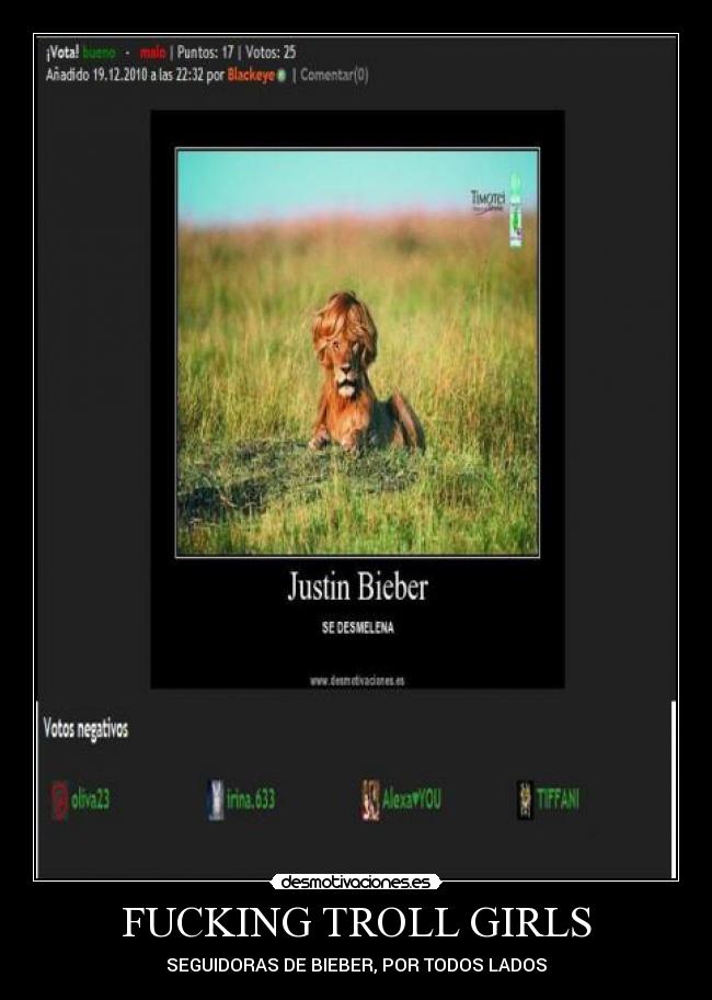FUCKING TROLL GIRLS - SEGUIDORAS DE BIEBER, POR TODOS LADOS