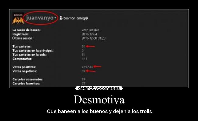 Desmotiva - Que baneen a los buenos y dejen a los trolls