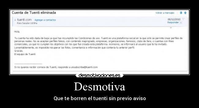 Desmotiva - Que te borren el tuenti sin previo aviso