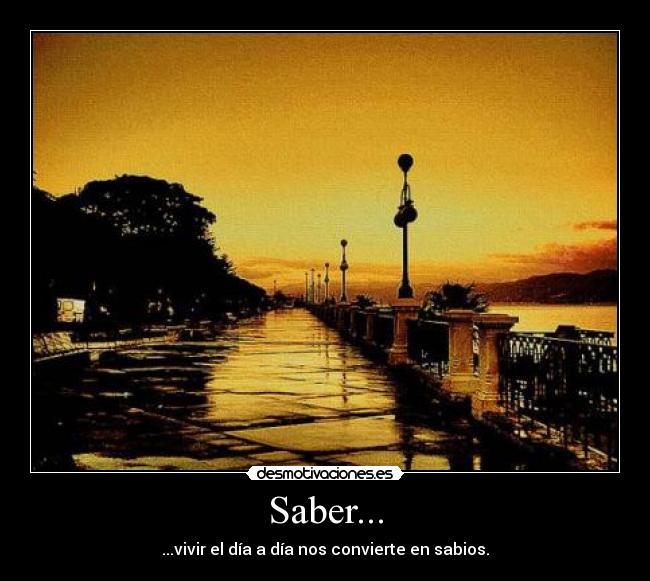 Saber... - ...vivir el día a día nos convierte en sabios.