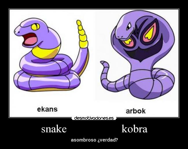 carteles snake ekans arbok kobra verdad desmotivaciones