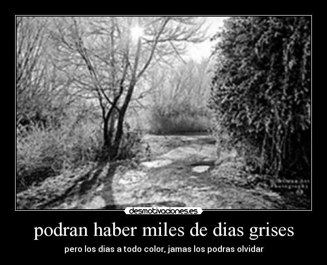podran haber miles de dias grises - pero los dias a todo color, jamas los podras olvidar