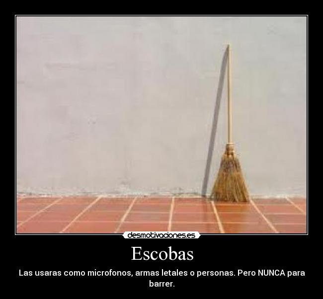Escobas - Las usaras como microfonos, armas letales o personas. Pero NUNCA para barrer.