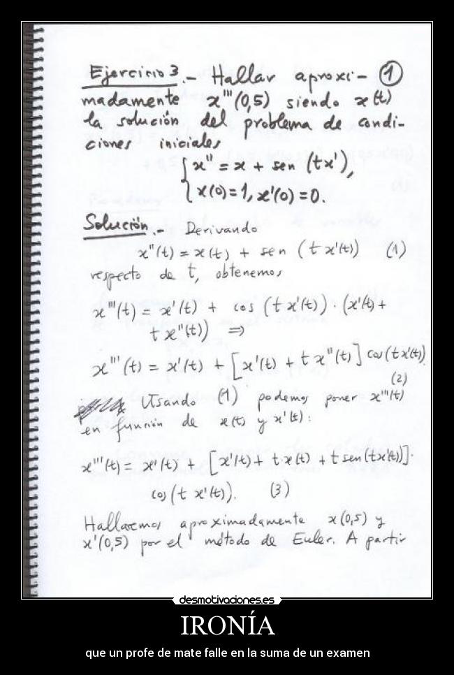 IRONÍA - que un profe de mate falle en la suma de un examen