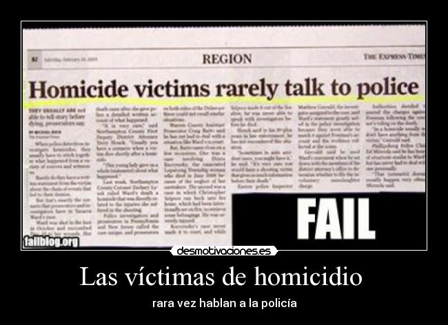 Las víctimas de homicidio - rara vez hablan a la policía