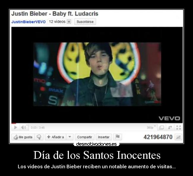 Día de los Santos Inocentes - Los videos de Justin Bieber reciben un notable aumento de visitas...