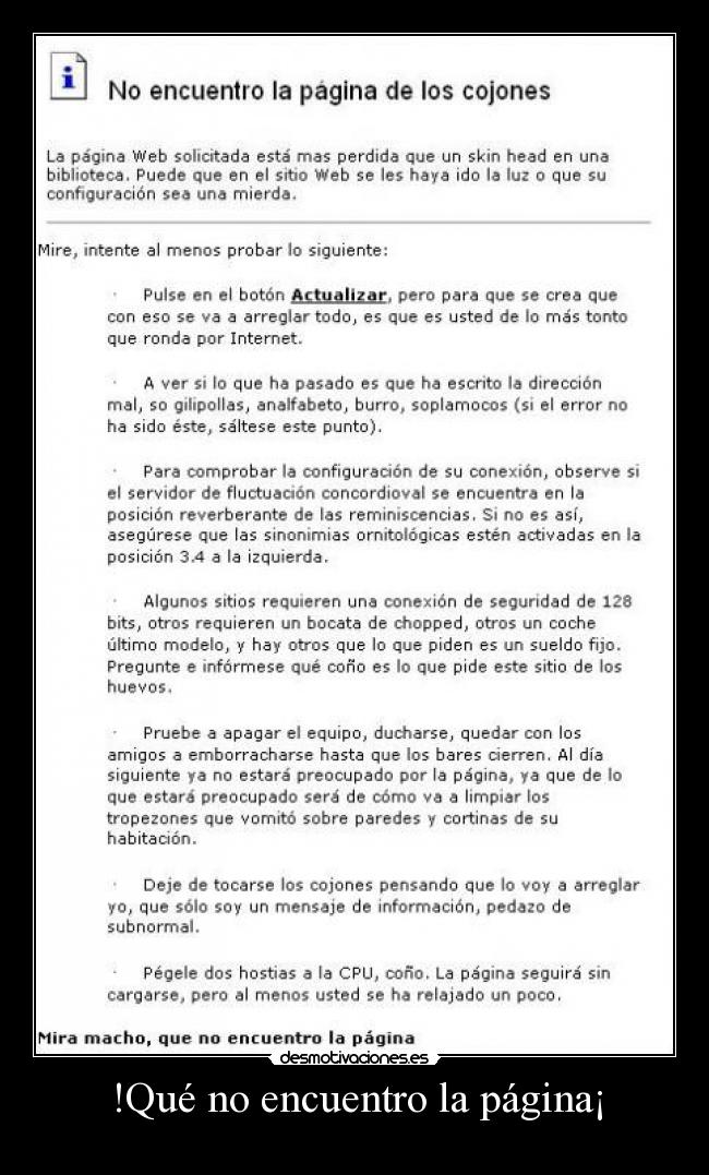 !Qué no encuentro la página¡ -