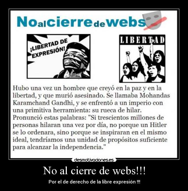 No al cierre de webs!!! - Por el de derecho de la libre expresión !!!
