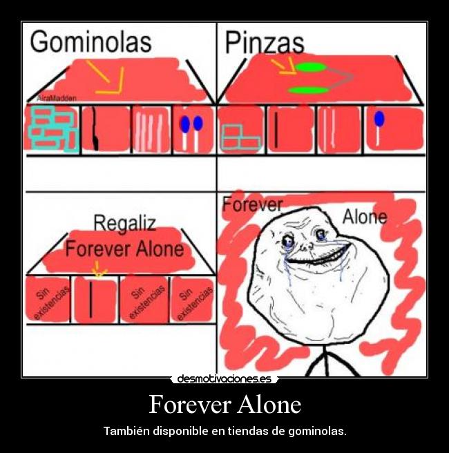 carteles forever alone gominolas tienda regaliz desmotivaciones