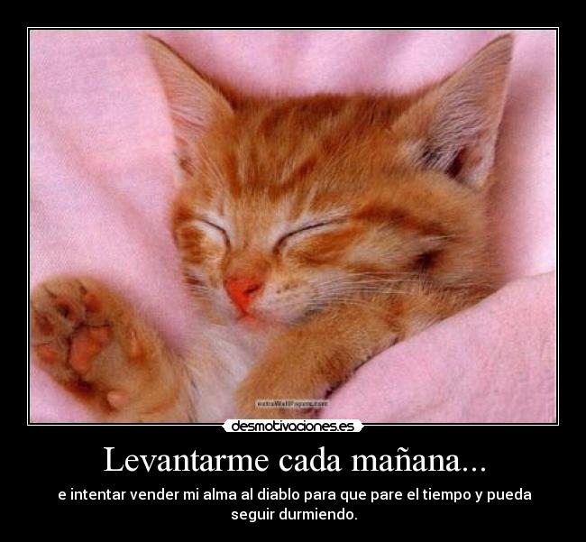 Levantarme cada mañana... - e intentar vender mi alma al diablo para que pare el tiempo y pueda
seguir durmiendo.