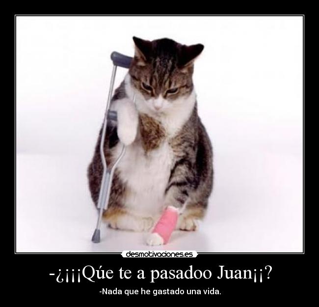 -¿¡¡¡Qúe te a pasadoo Juan¡¡? - -Nada que he gastado una vida.