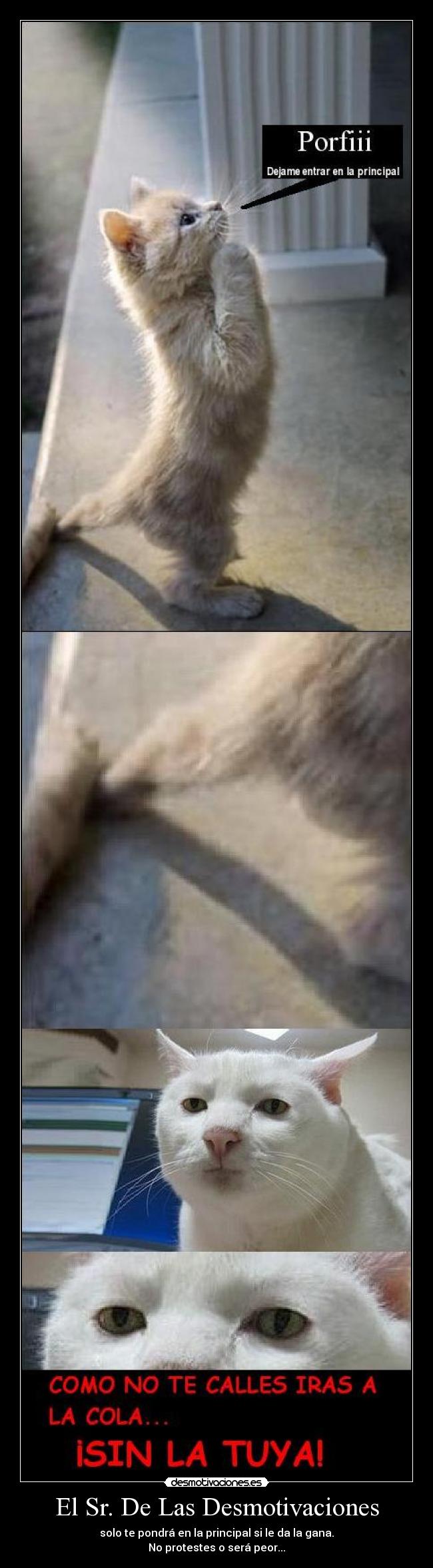 El Sr. De Las Desmotivaciones - solo te pondrá en la principal si le da la gana.
No protestes o será peor...