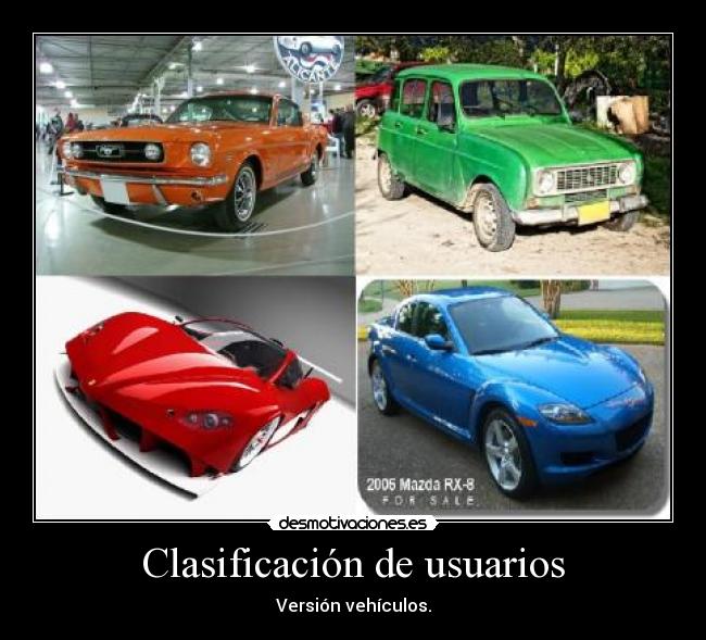 carteles vehiculos coches rojos azul naranja verde desmotivaciones