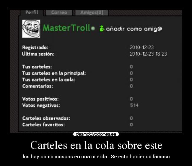 Carteles en la cola sobre este -