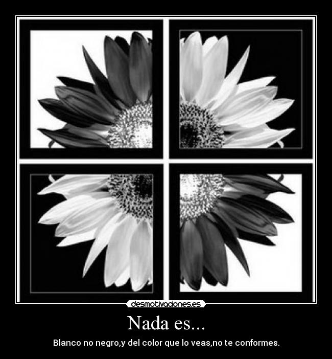 Nada es... - Blanco no negro,y del color que lo veas,no te conformes.
