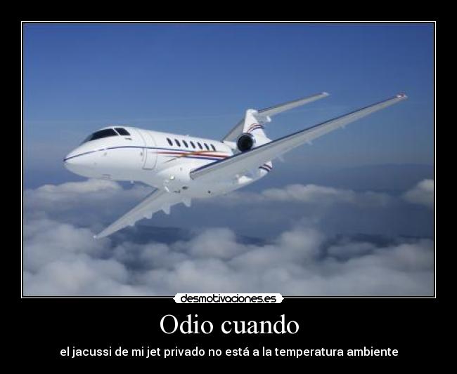 Odio cuando - el jacussi de mi jet privado no está a la temperatura ambiente