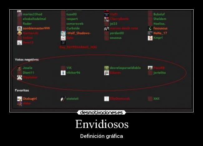 Envidiosos - Definición gráfica