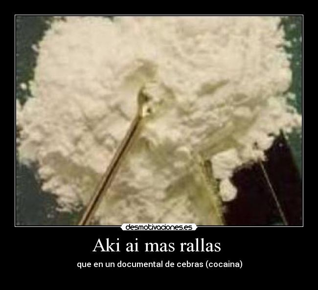 Aki ai mas rallas - que en un documental de cebras (cocaina)