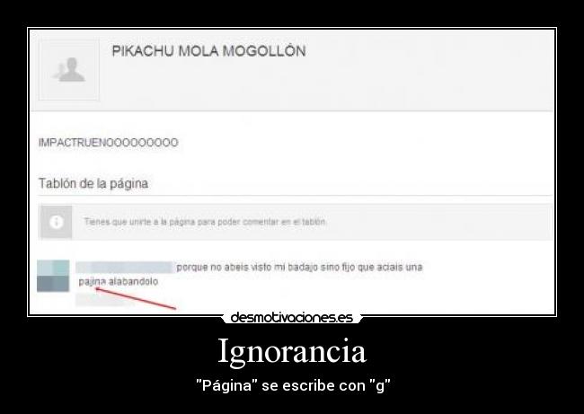 Ignorancia - Página se escribe con g
