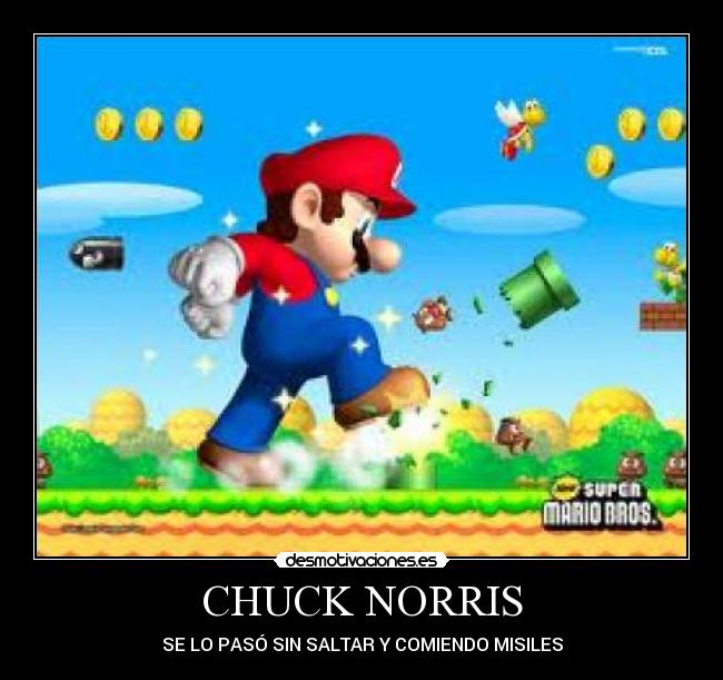 carteles chuck norris mario saltar misiles desmotivaciones