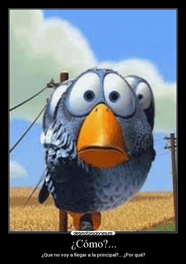 ¿Cómo?... - ¿Que no voy a llegar a la principal?... ¿Por qué?