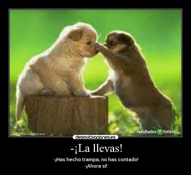 -¡La llevas! - -¡Has hecho trampa, no has contado!
-¡Ahora sí!