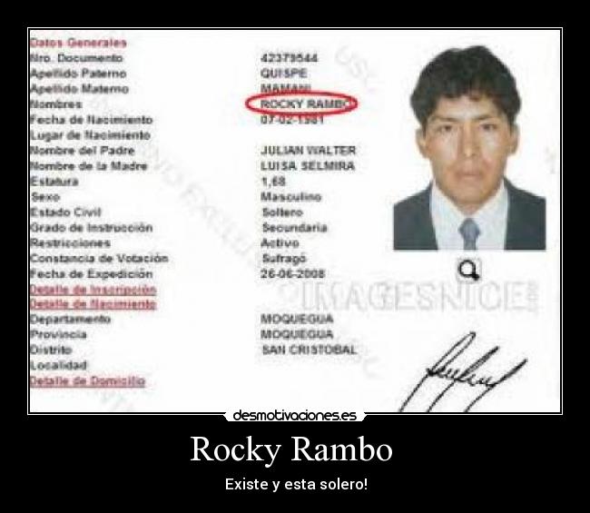 Rocky Rambo  - Existe y esta solero!