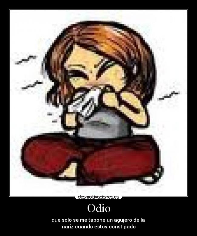 Odio - que solo se me tapone un agujero de la
nariz cuando estoy constipado