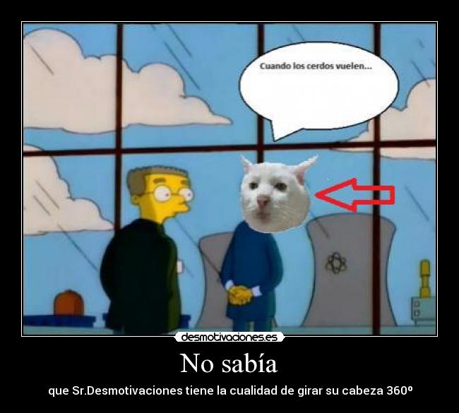 No sabía - que Sr.Desmotivaciones tiene la cualidad de girar su cabeza 360º