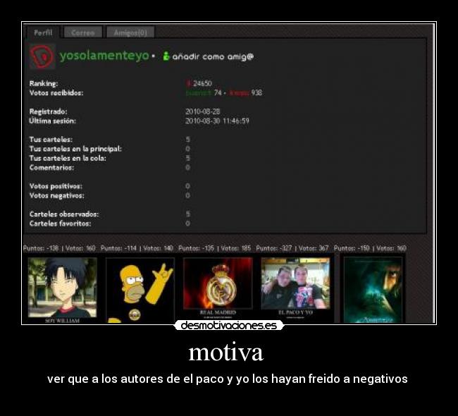 motiva - ver que a los autores de el paco y yo los hayan freido a negativos