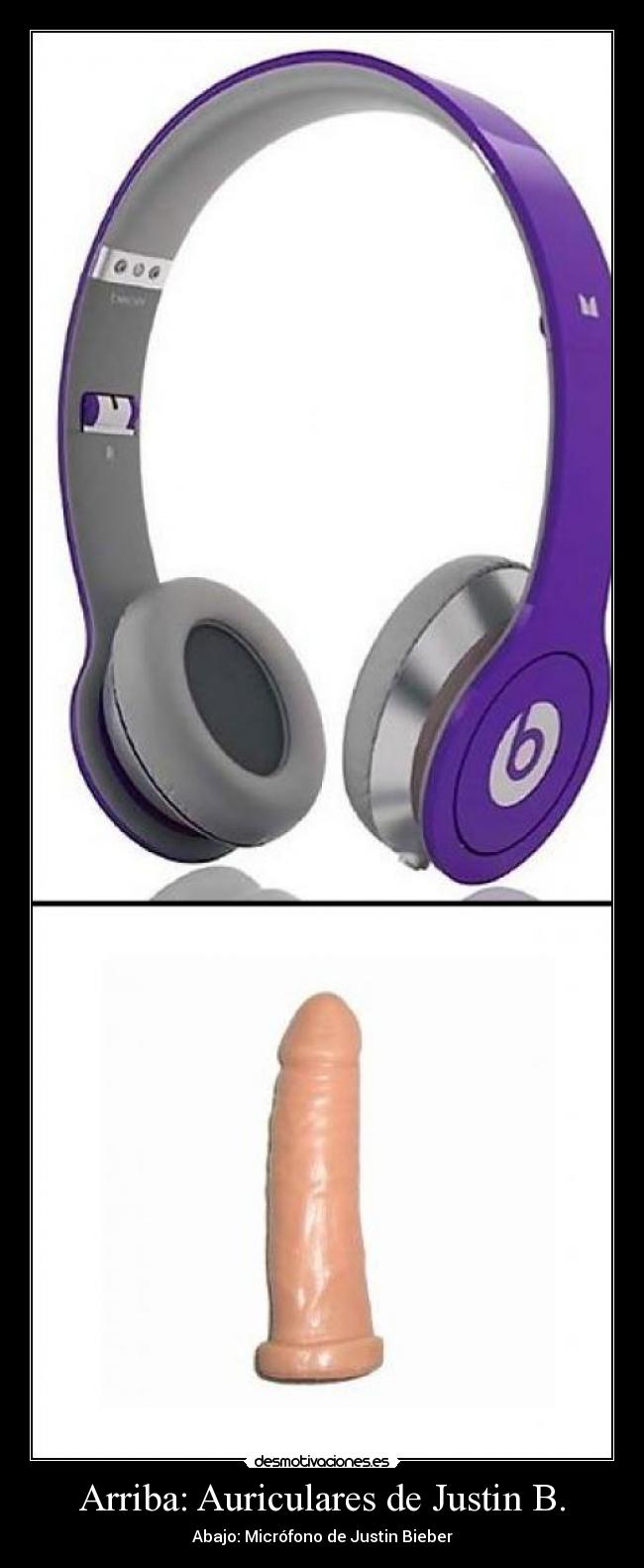 Arriba: Auriculares de Justin B. - Abajo: Micrófono de Justin Bieber