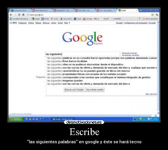 Escribe - las siguientes palabras en google y éste se hará tecno