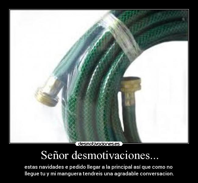 Señor desmotivaciones... - estas navidades e pedido llegar a la principal así que como no 
llegue tu y mi manguera tendreis una agradable conversacion.