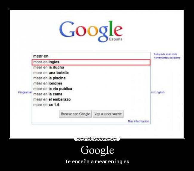 Google - Te enseña a mear en inglés