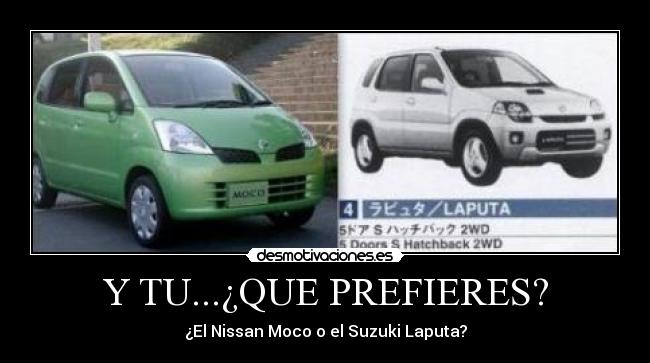 Y TU...¿QUE PREFIERES? - ¿El Nissan Moco o el Suzuki Laputa?