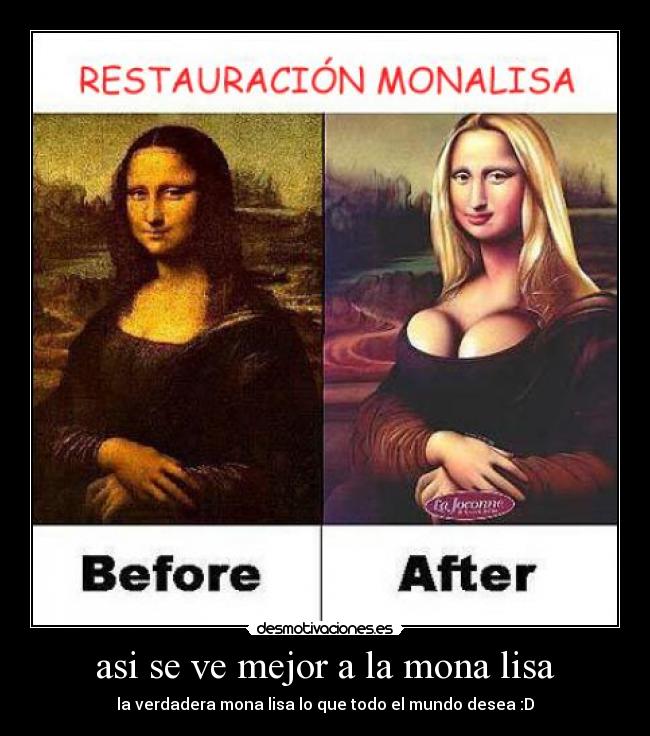 asi se ve mejor a la mona lisa - la verdadera mona lisa lo que todo el mundo desea :D