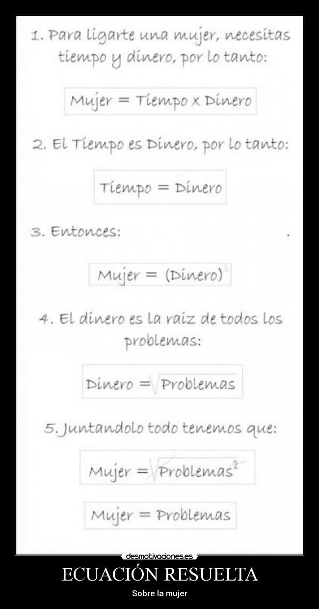 ECUACIÓN RESUELTA - Sobre la mujer