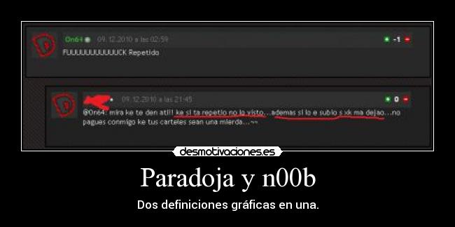 Paradoja y n00b - Dos definiciones gráficas en una.
